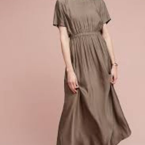 Storm & Marie Bronze Brown Taupe Maxi Dress with Keyhole Neck | Size Small - Picture 2 of 9
